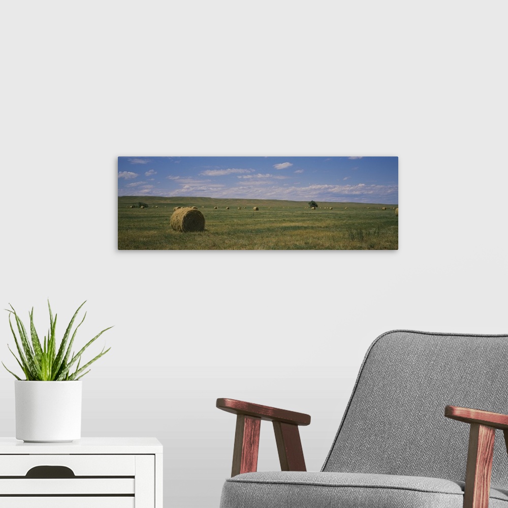 A modern room featuring Hay bales in a field, Sundance, Idaho