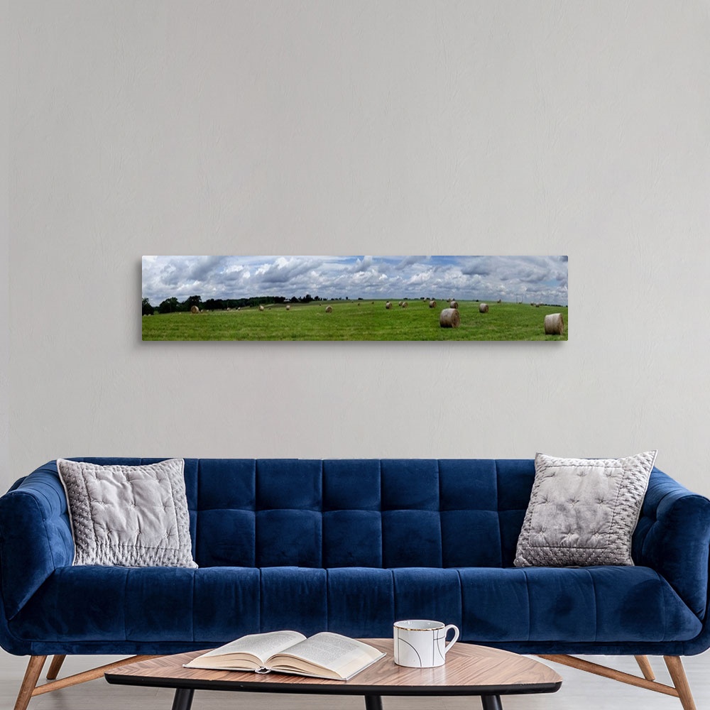 A modern room featuring Hay bales in a field, Towanda, Mclean County, Illinois