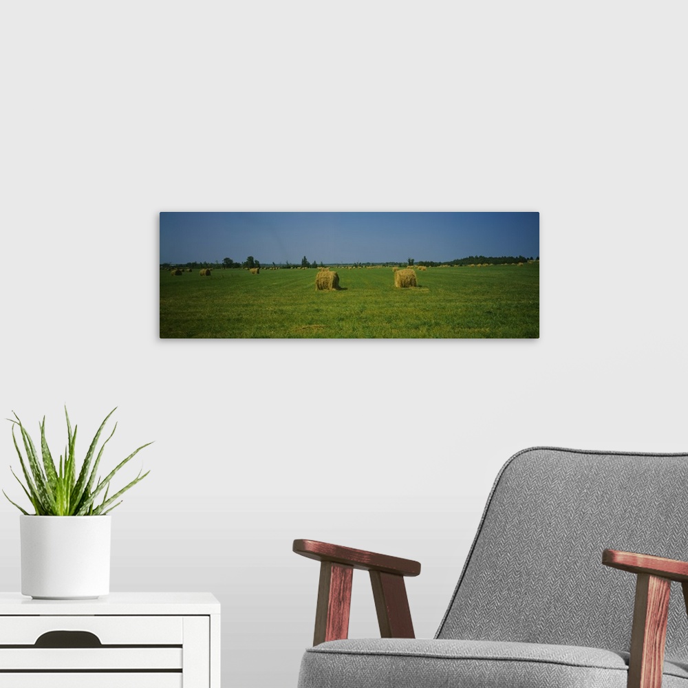 A modern room featuring Hay bales on a field, Michigan