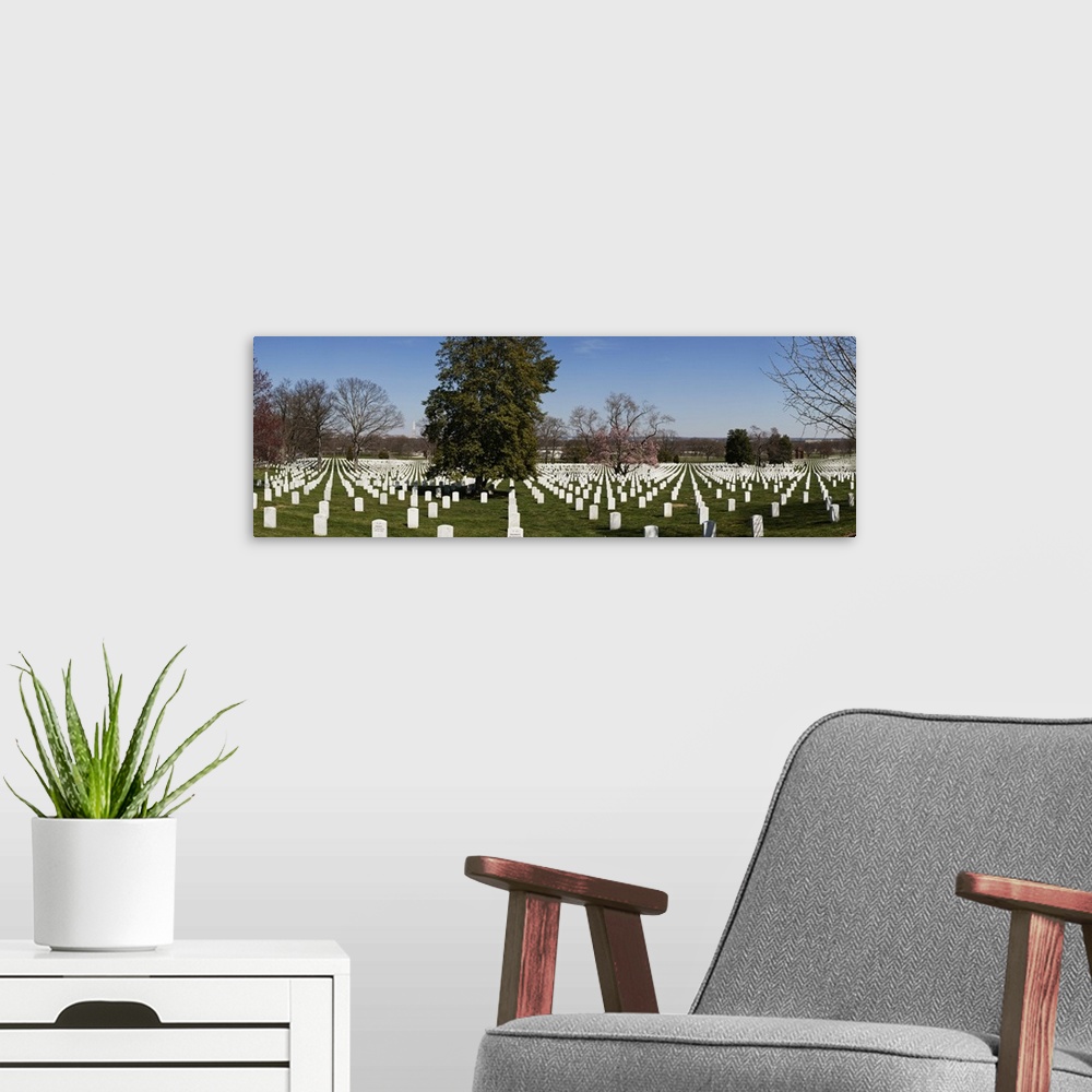 A modern room featuring Headstones in a cemetery, Arlington National Cemetery, Arlington, Virginia