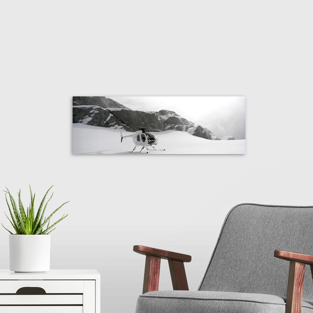 A modern room featuring Helicopter on a glacier Milford Sound Fjordland National Park South Island New Zealand