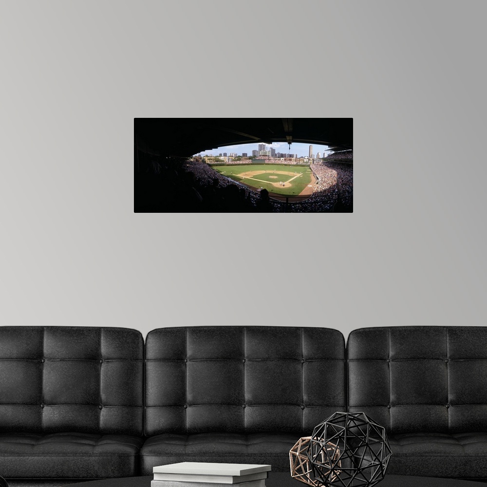 A modern room featuring High angle view of a baseball stadium Wrigley Field Chicago Illinois