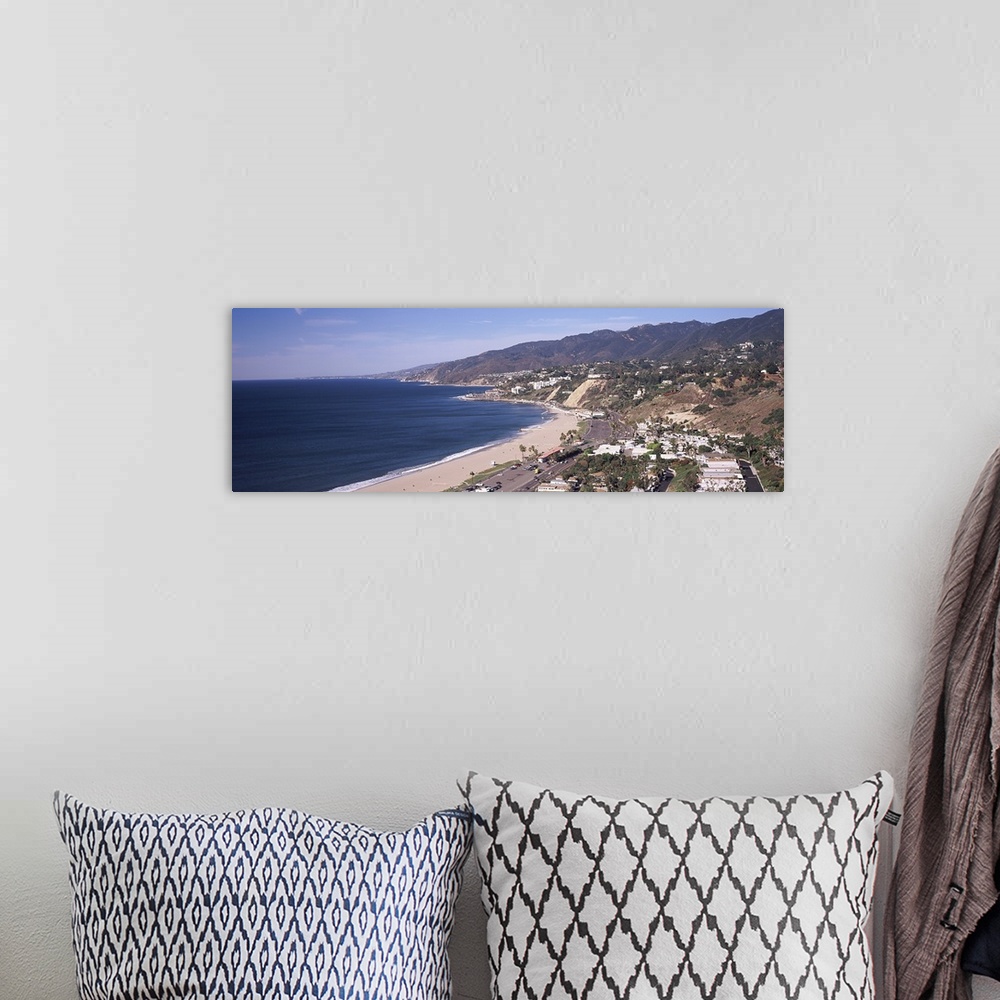 A bohemian room featuring High angle view of a beach, Highway 101, Malibu Beach, Malibu, Los Angeles County, California, USA