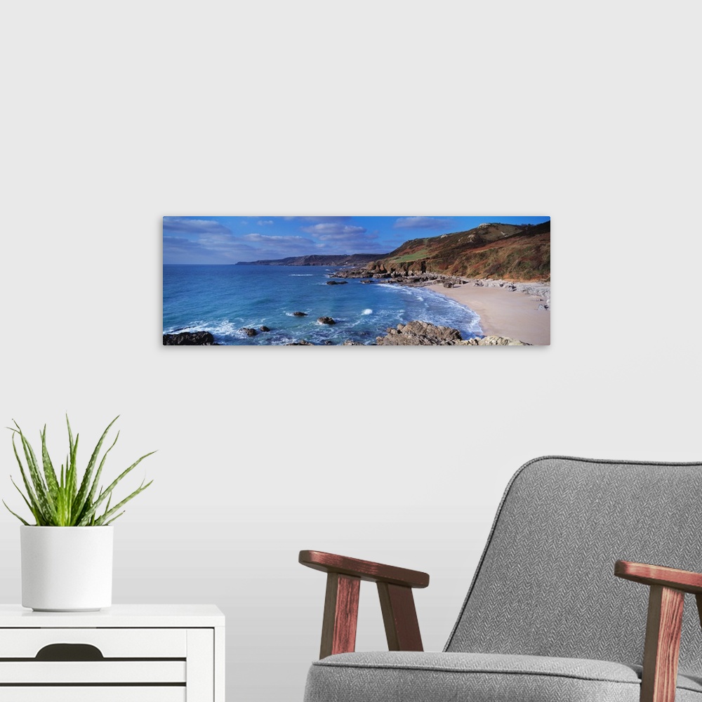 A modern room featuring High angle view of a beach Mattiscombe Beach Lannacombe Bay South Devon Devon England