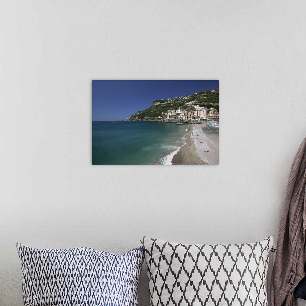 A bohemian room featuring High angle view of a beach, Minori, Amalfi Coast, Campania, Italy