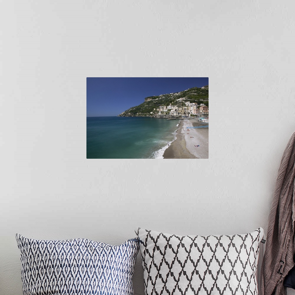 A bohemian room featuring High angle view of a beach, Minori, Amalfi Coast, Campania, Italy