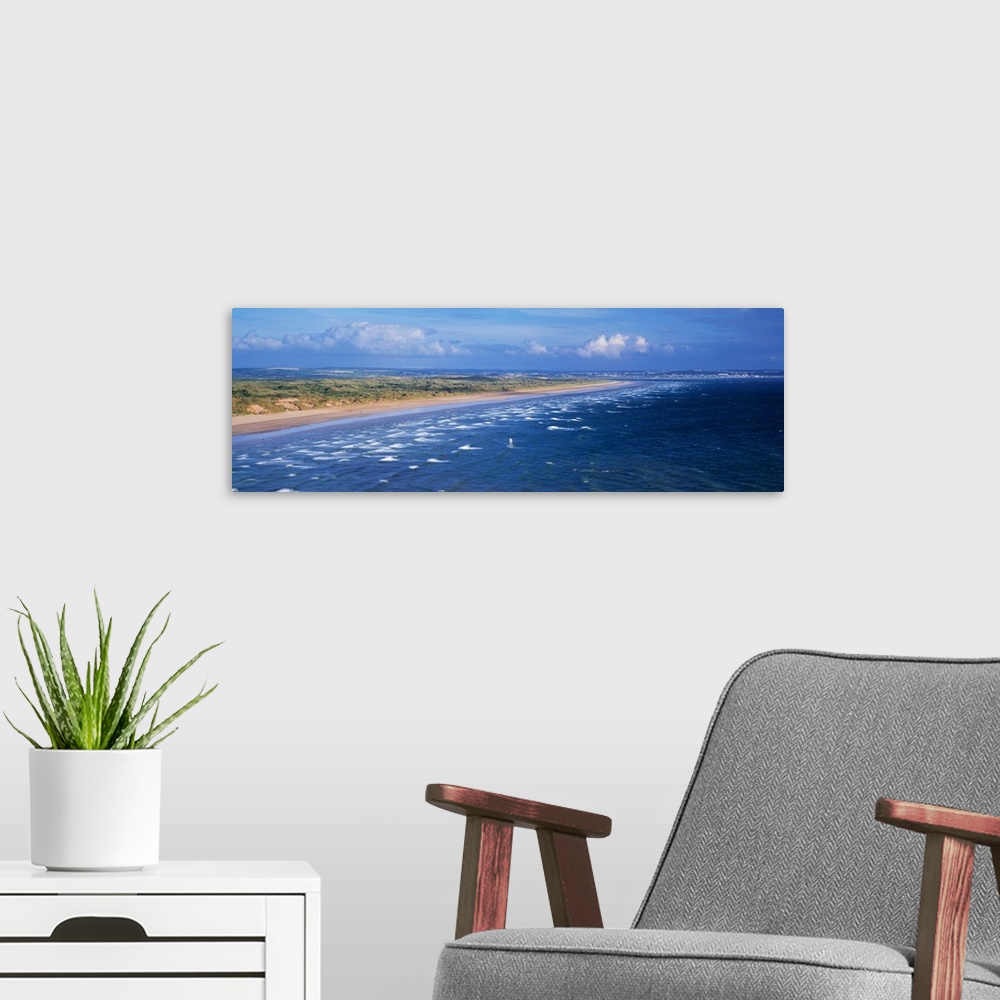 A modern room featuring High angle view of a beach Saunton Sands Saunton North Devon Devon England