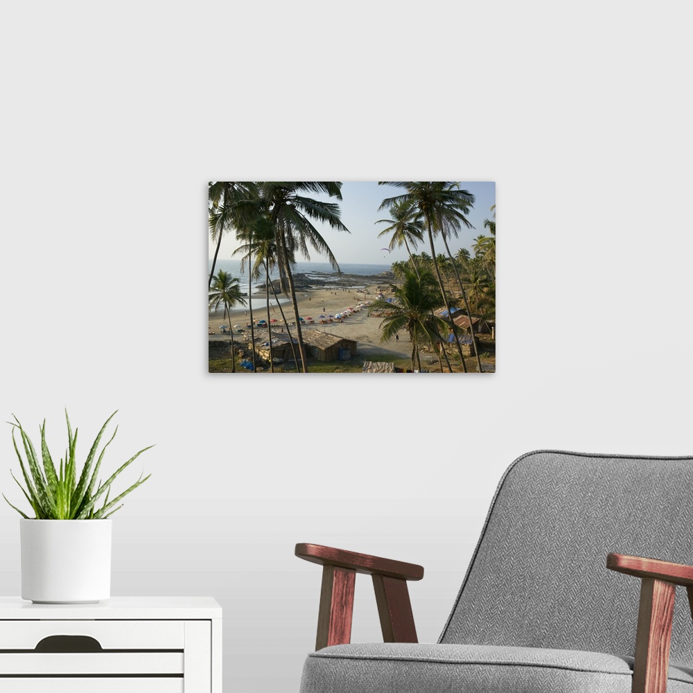 A modern room featuring High angle view of a beach, Vagator Beach, Goa, India