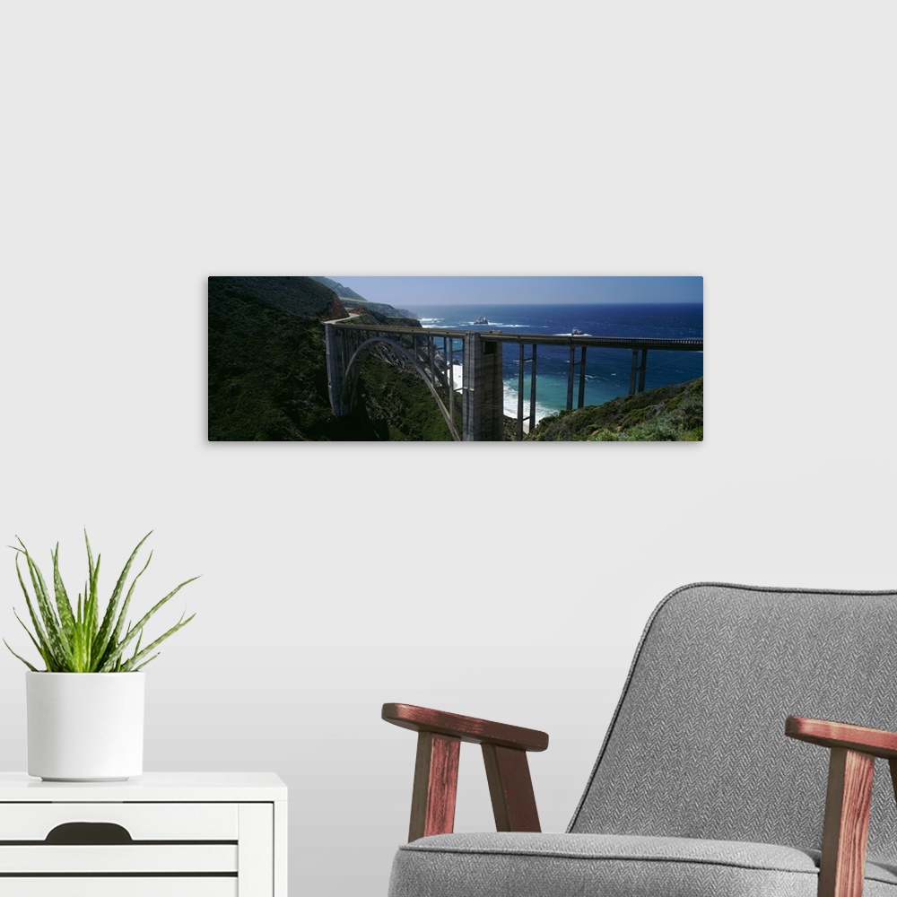 A modern room featuring High angle view of a bridge, Bixby Bridge, Big Sur, California