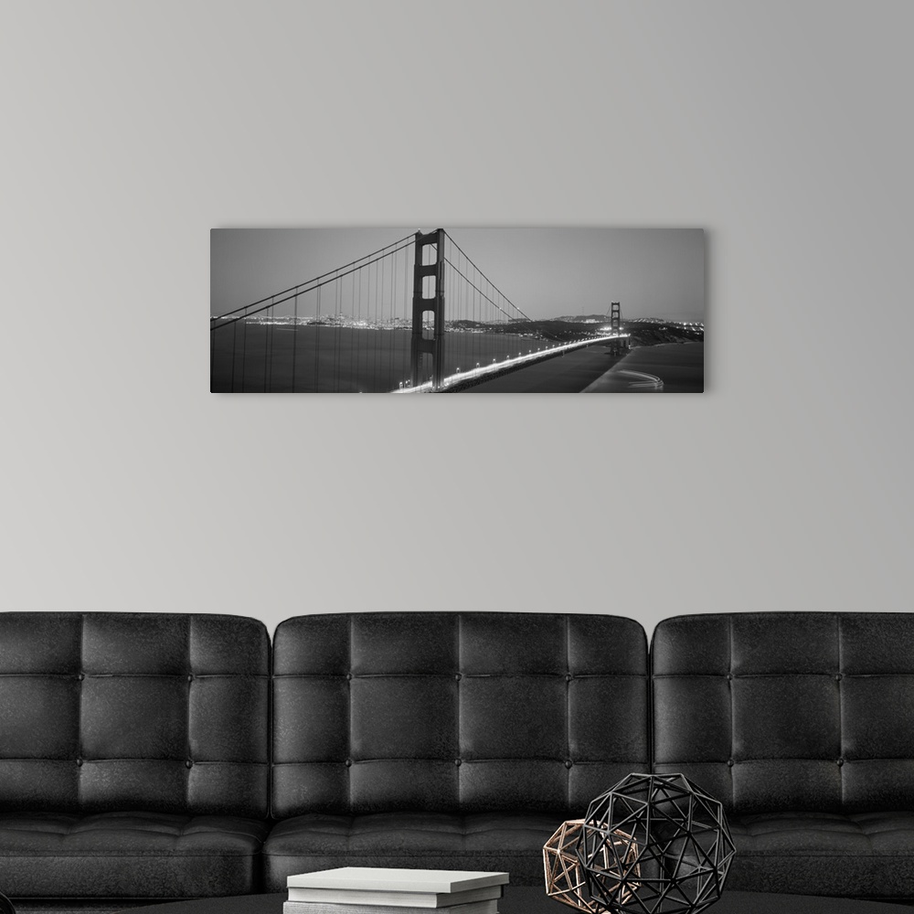 A modern room featuring High angle view of a bridge lit up at night, Golden Gate Bridge, San Francisco, California