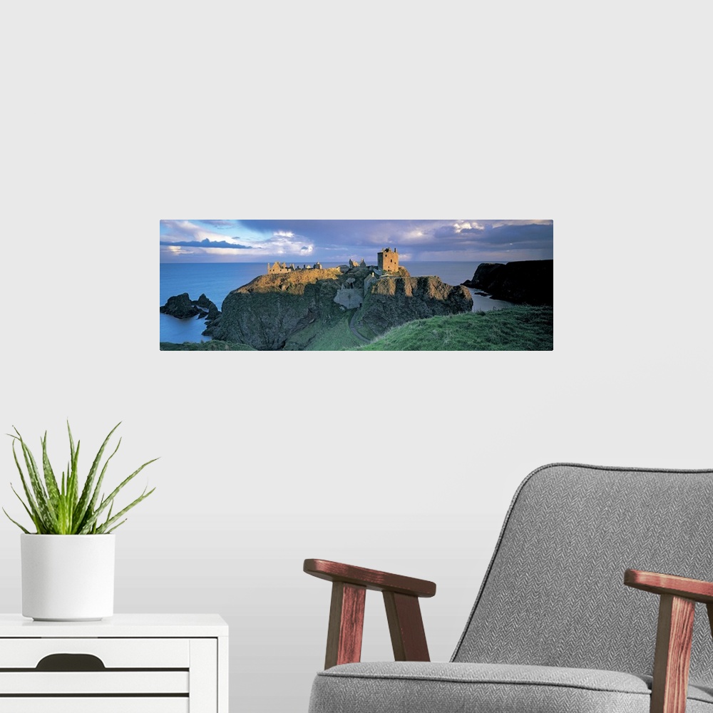 A modern room featuring High angle view of a castle, Stonehaven, Grampian, Aberdeen, Scotland