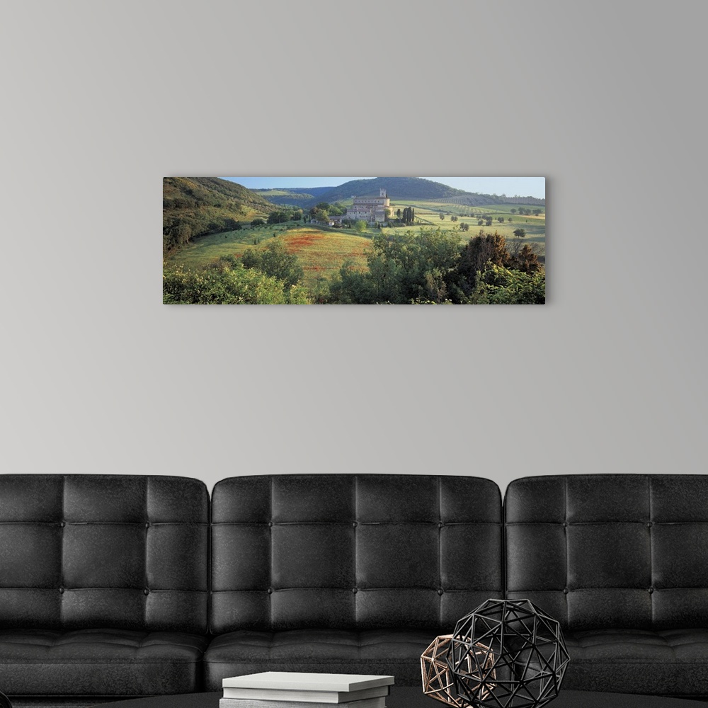 A modern room featuring High angle view of a church, Abbazia Di Sant Antimo, Tuscany, Italy