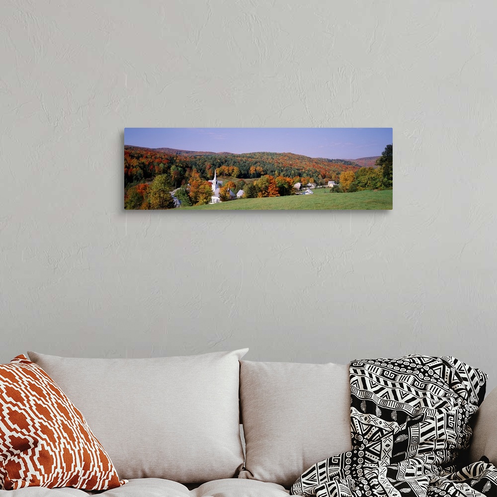 A bohemian room featuring High angle view of a church, Waits River, Vermont