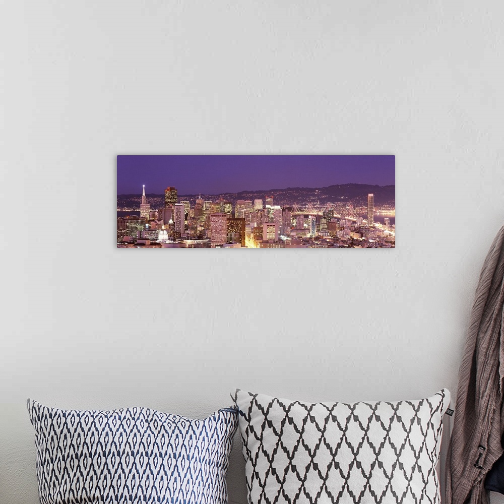 A bohemian room featuring High angle view of a city at dusk San Francisco California