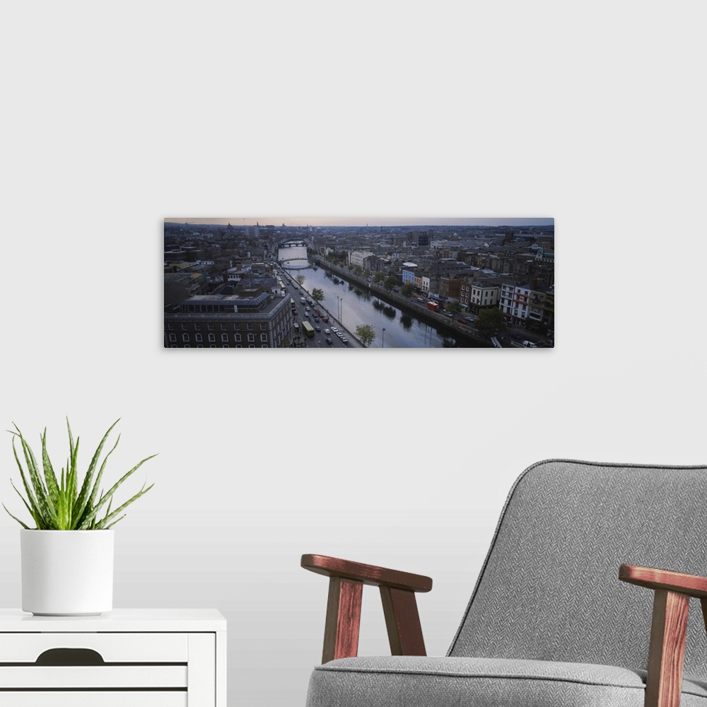 A modern room featuring High angle view of a city, Dublin, Leinster Province, Republic of Ireland