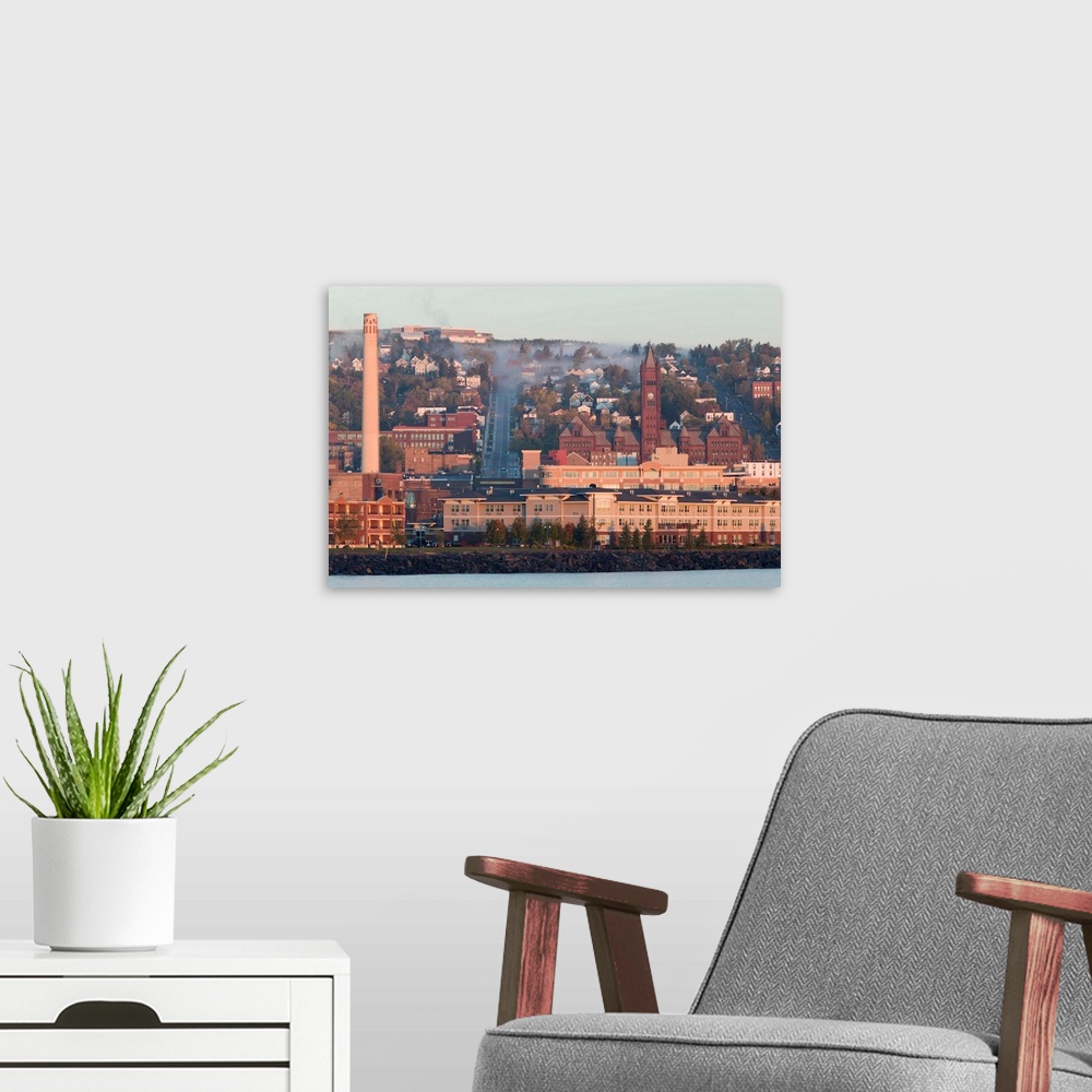 A modern room featuring High angle view of a city, Duluth, Minnesota