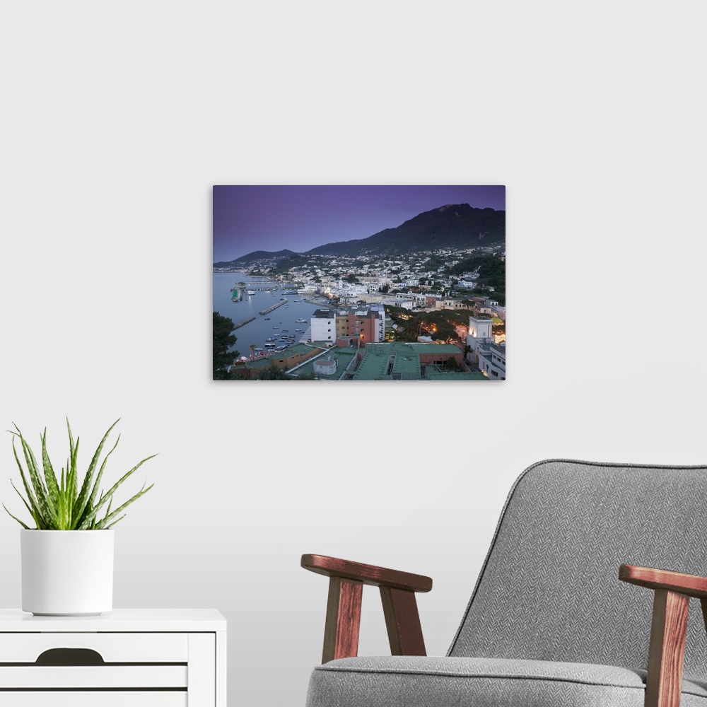A modern room featuring High angle view of a city, Lacco Ameno, Ischia, Naples, Campania, Italy