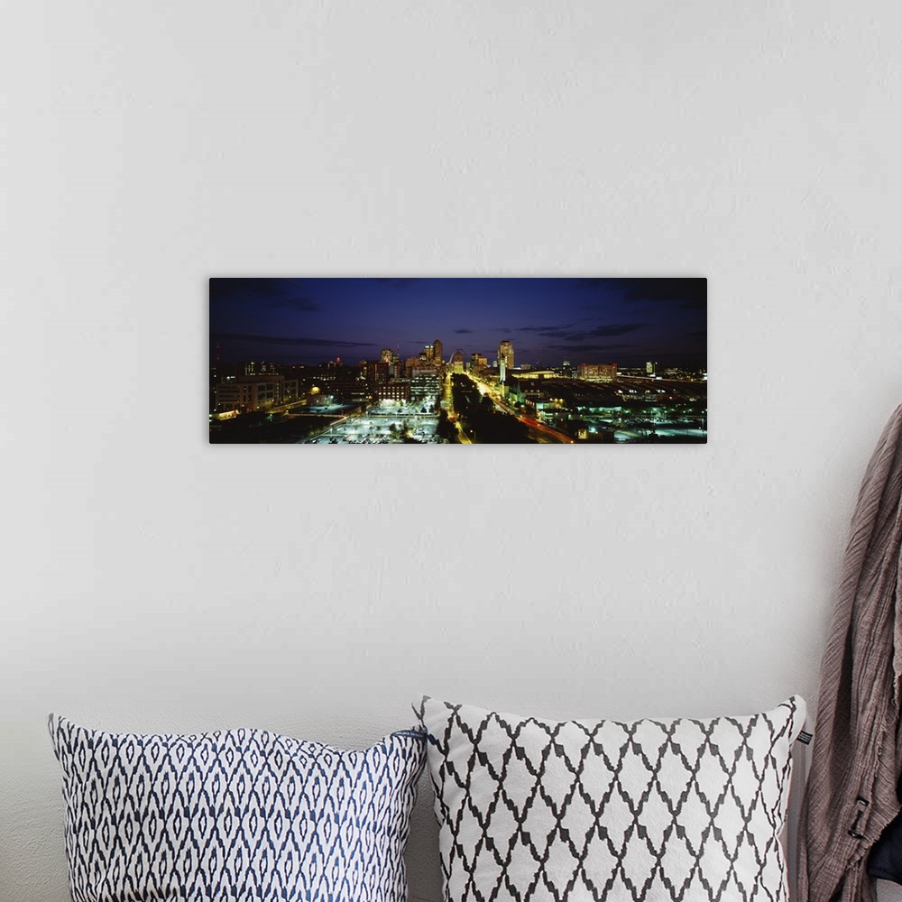 A bohemian room featuring High Angle View Of A City Lit Up At Dusk, St. Louis, Missouri