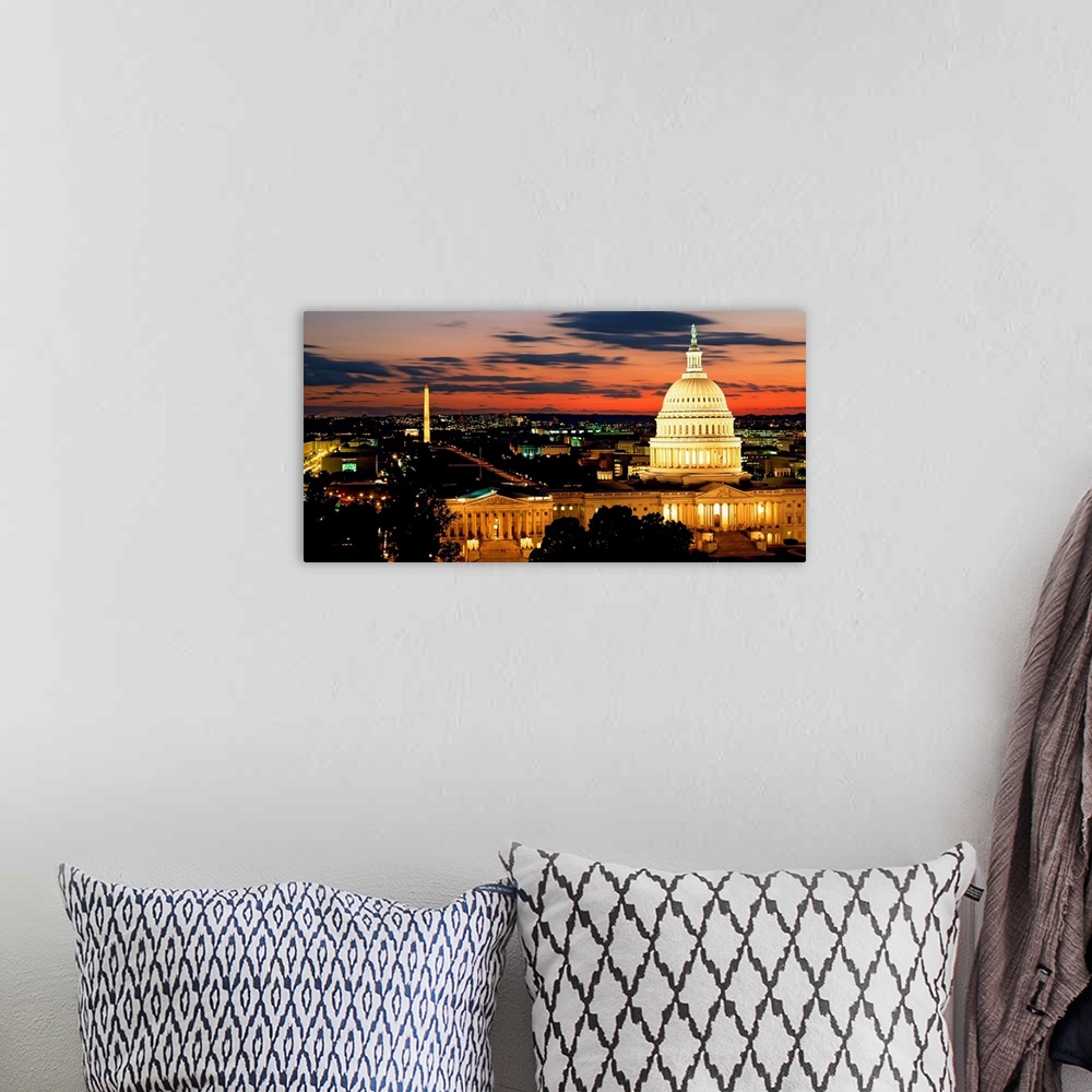 A bohemian room featuring High angle view of a city lit up at dusk, Washington DC