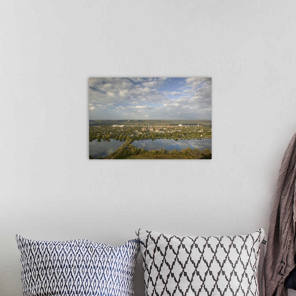 A bohemian room featuring High angle view of a city, Mississippi River Valley, Winona, Minnesota