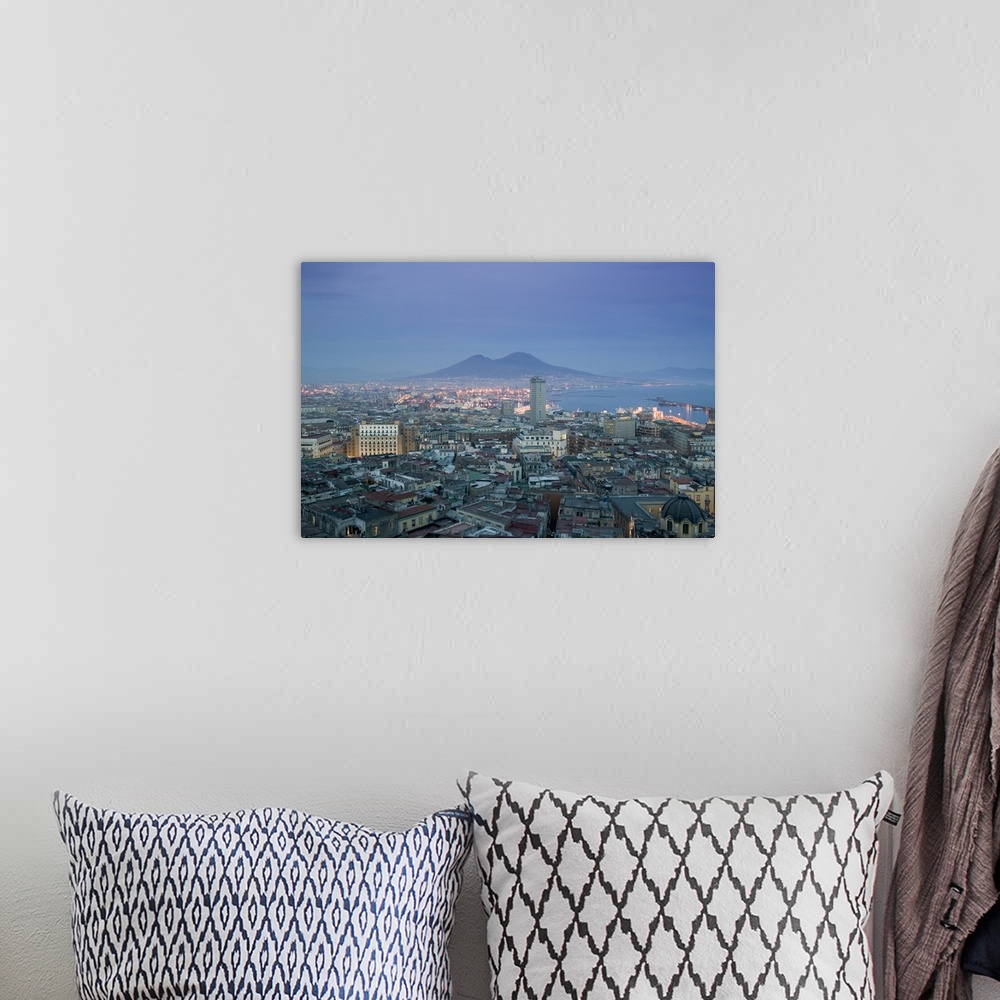 A bohemian room featuring High angle view of a city, Mt Vesuvius, Naples, Campania, Italy