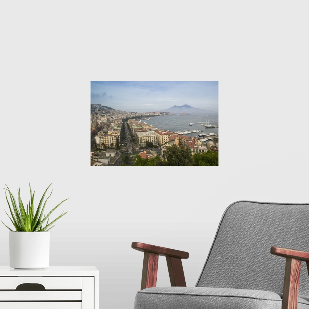 A modern room featuring High angle view of a city, Naples, Campania, Italy