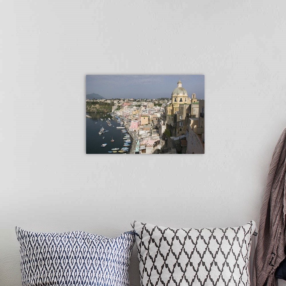 A bohemian room featuring High angle view of a city, Procida, Naples, Campania, Italy