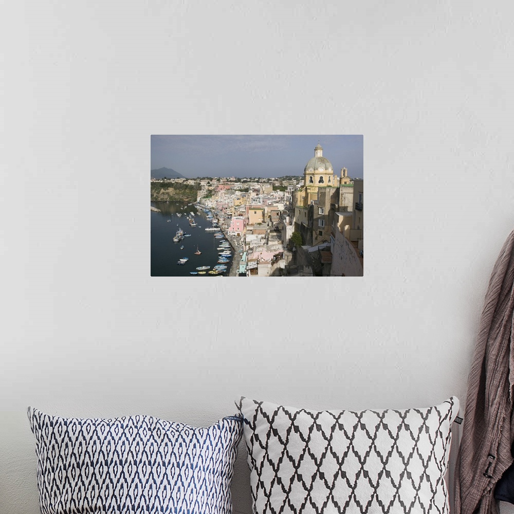 A bohemian room featuring High angle view of a city, Procida, Naples, Campania, Italy