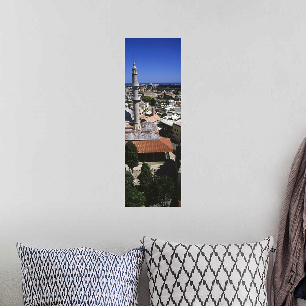 A bohemian room featuring High angle view of a city, Rhodes, Greece