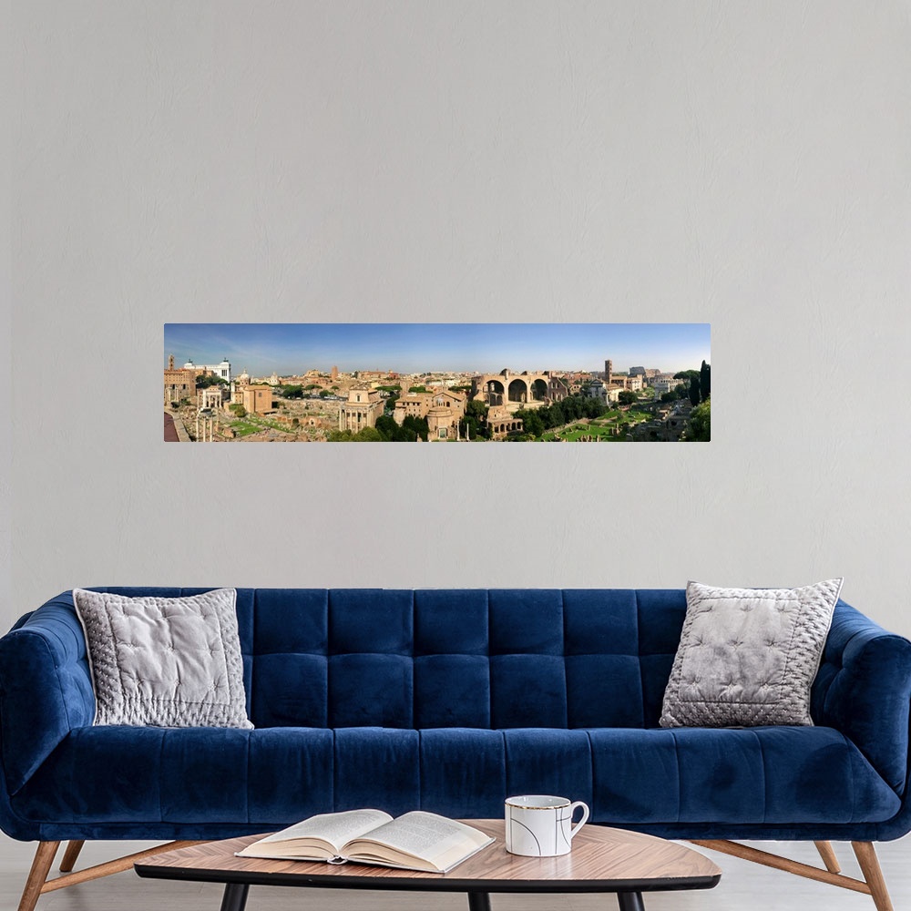A modern room featuring High angle view of a city, Roman Forum, Rome, Lazio, Italy