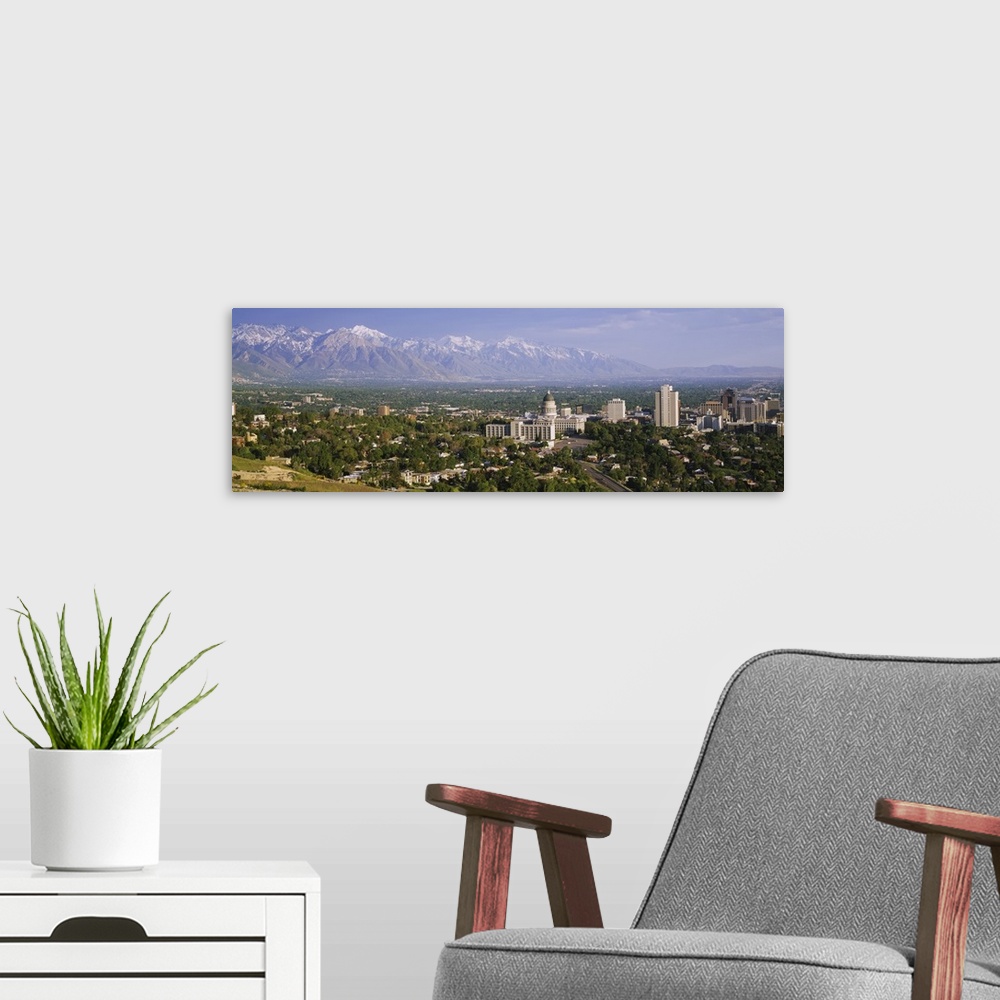 A modern room featuring High angle view of a city, Salt Lake City, Utah