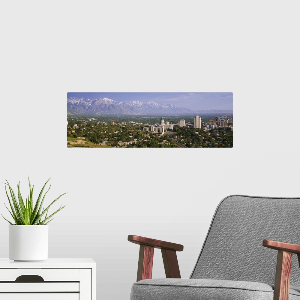 A modern room featuring High angle view of a city, Salt Lake City, Utah