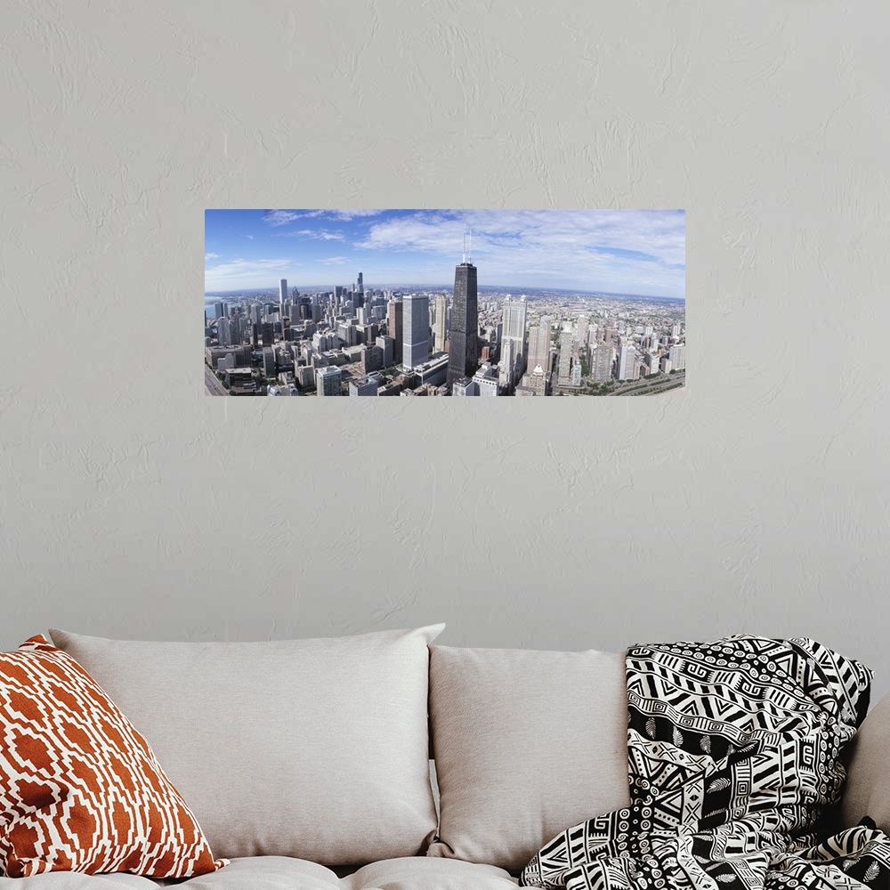 A bohemian room featuring High angle view of a city, Sears Tower, Chicago, Illinois
