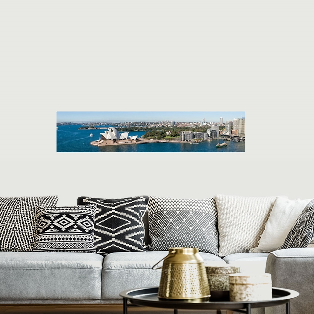 A bohemian room featuring High angle view of a city, Sydney Opera House, Circular Quay, Sydney Harbor, Sydney, New South Wa...