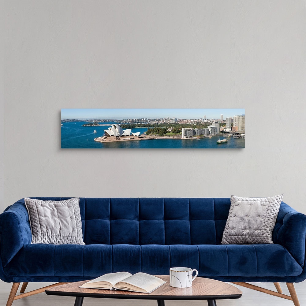 A modern room featuring High angle view of a city, Sydney Opera House, Circular Quay, Sydney Harbor, Sydney, New South Wa...