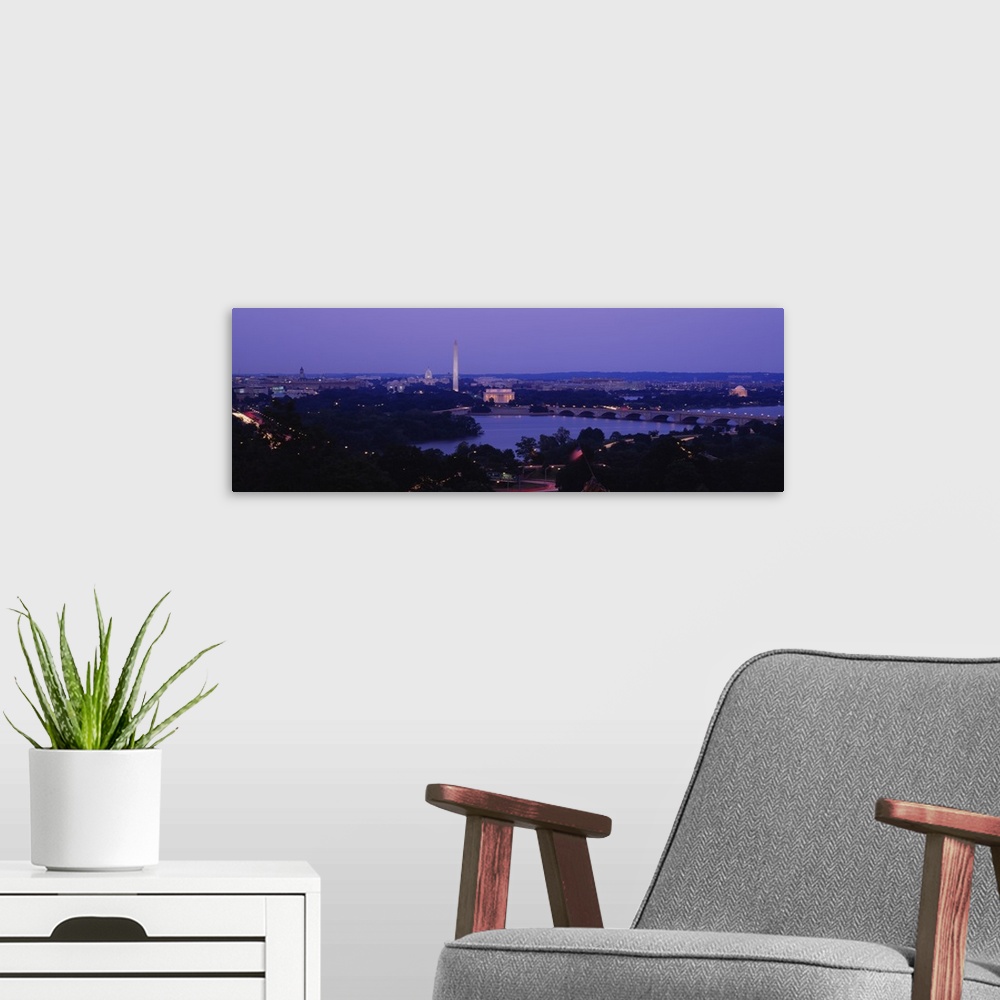 A modern room featuring High angle view of a city, Washington DC