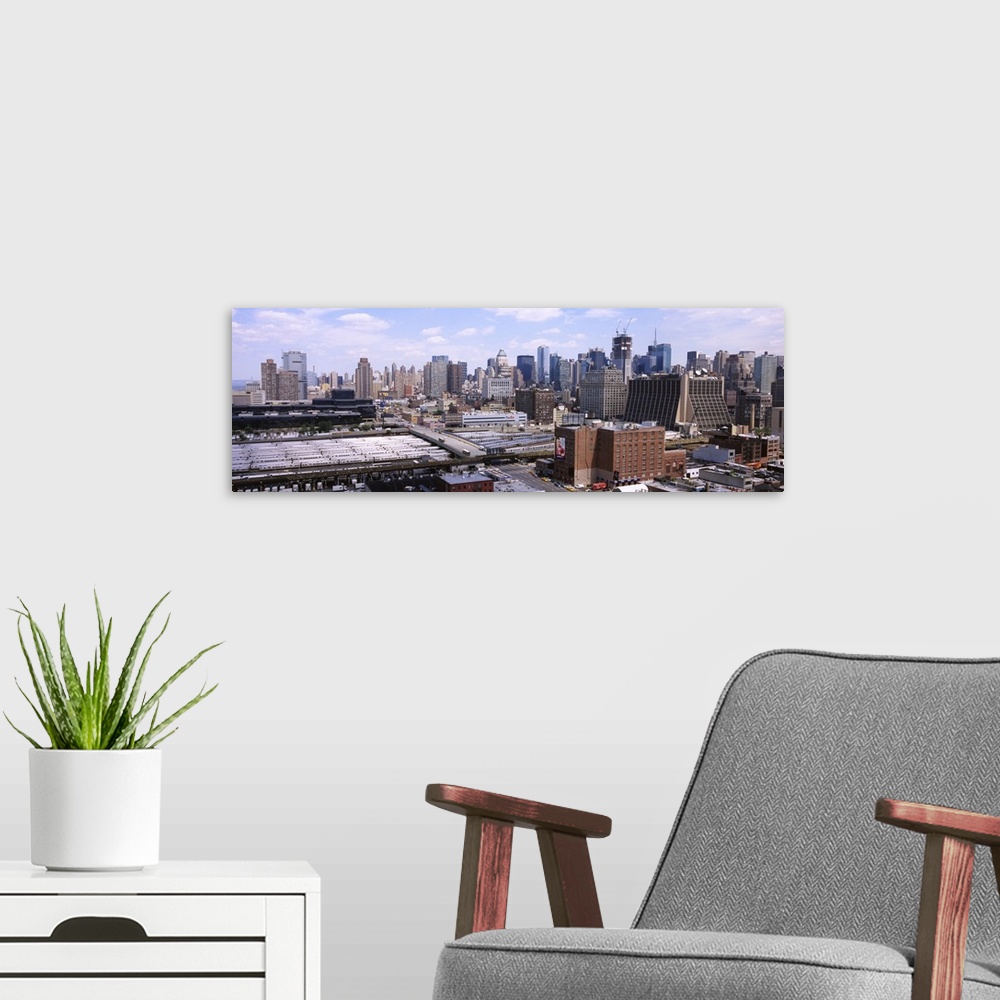 A modern room featuring High angle view of a city, West Side, New York City, New York State