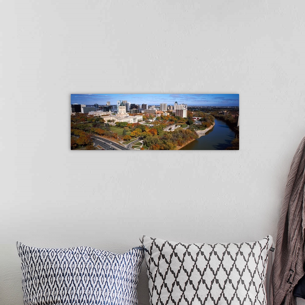 A bohemian room featuring High angle view of a city, Winnipeg, Manitoba, Canada
