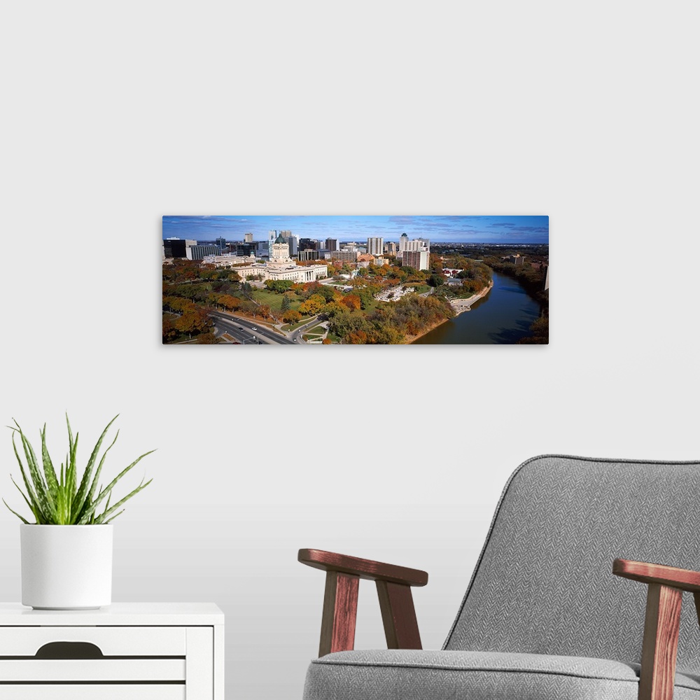A modern room featuring High angle view of a city, Winnipeg, Manitoba, Canada