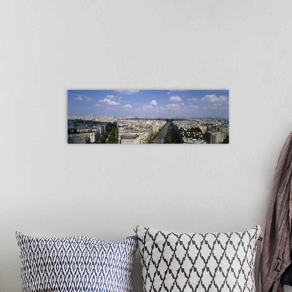 A bohemian room featuring High angle view of a cityscape, Arc De Triomphe, Paris, France