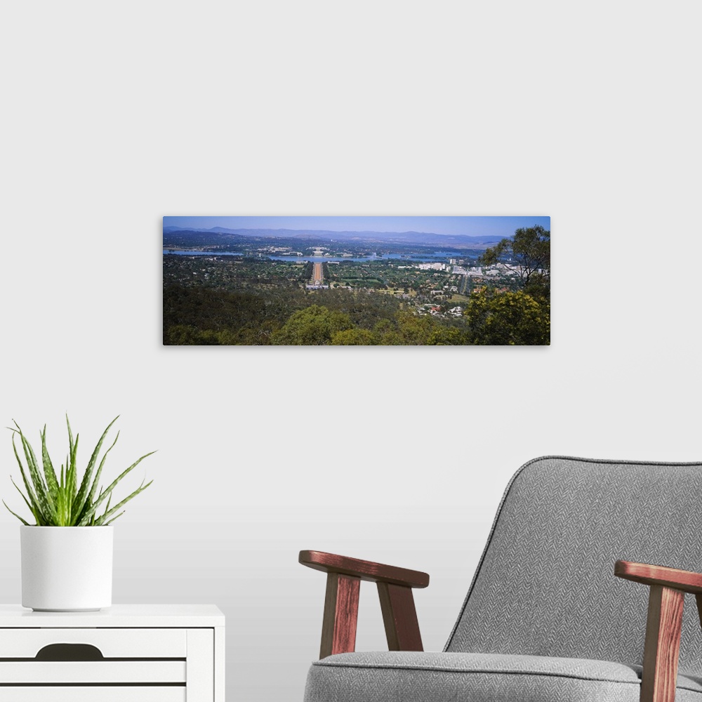 A modern room featuring High angle view of a cityscape, Canberra, Australia