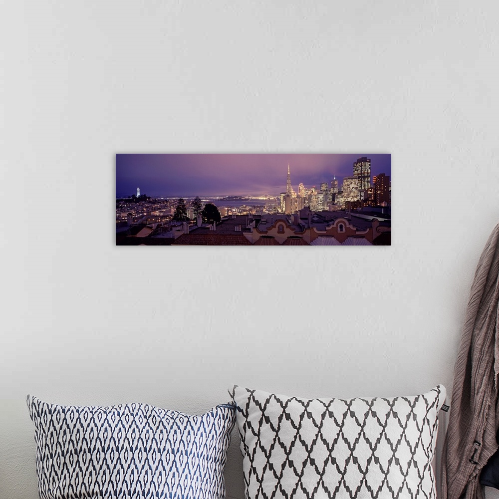 A bohemian room featuring High angle view of a cityscape from Nob Hill, San Francisco, California,