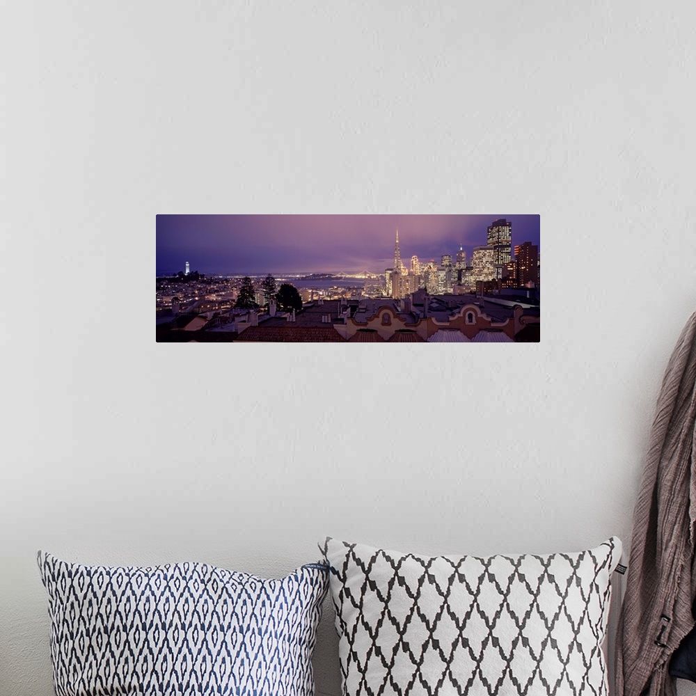 A bohemian room featuring High angle view of a cityscape from Nob Hill, San Francisco, California,
