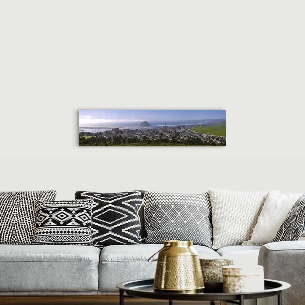 A bohemian room featuring High angle view of a cityscape, Morro Bay, San Luis Obispo County, California,