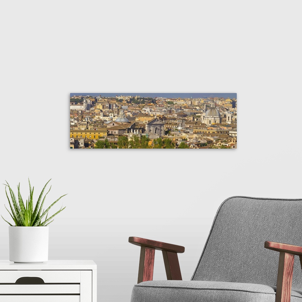 A modern room featuring High angle view of a cityscape Rome Lazio Italy