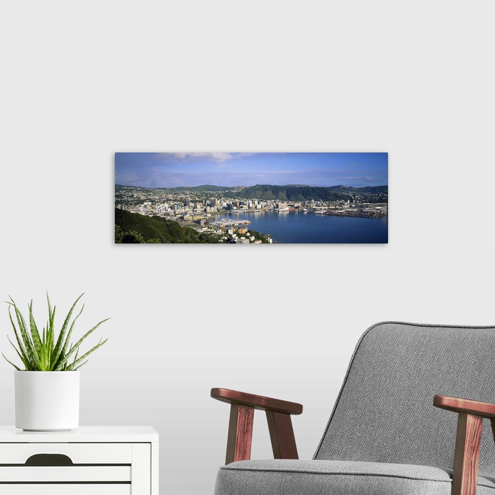 A modern room featuring High angle view of a cityscape, Wellington, New Zealand