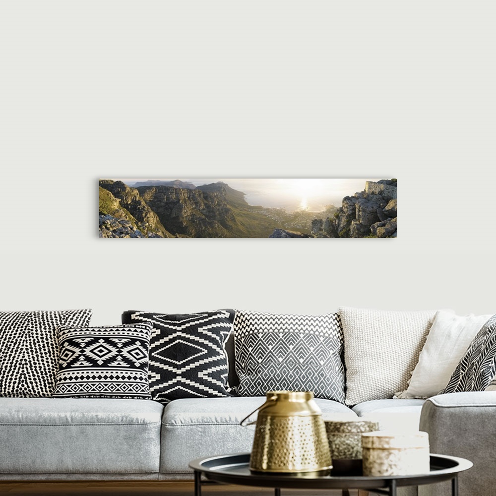 A bohemian room featuring High angle view of a coastline, Camps Bay, Table Mountain, Cape Town, South Africa