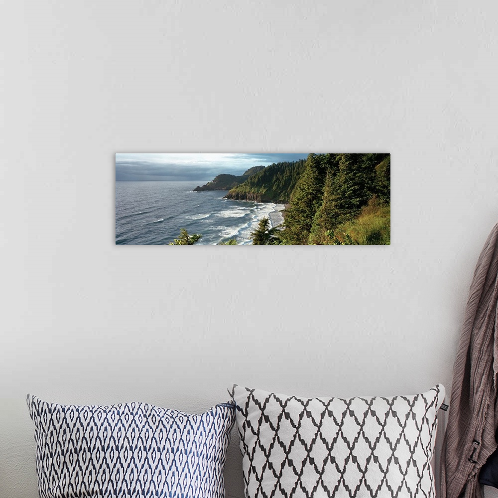 A bohemian room featuring High angle view of a coastline, Heceta Head Lighthouse, Oregon