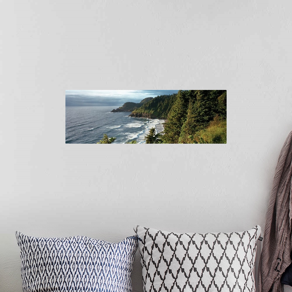 A bohemian room featuring High angle view of a coastline, Heceta Head Lighthouse, Oregon