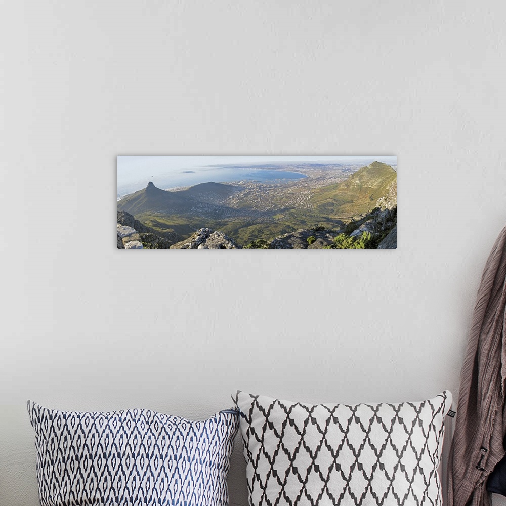 A bohemian room featuring High angle view of a coastline, Table Mountain, Cape town, South Africa